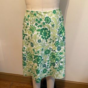 GAP Green & White Floral A Line Skirt Size 10